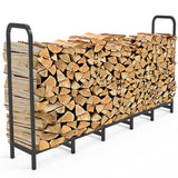 Tikimilor 6.7ft Firewood Rack Holder, Adjustable Heavy Duty Fire Log Stacker Stand for Fireplace, Outdoor Indoor Metal Wood Pile Storage Organizer, Patio Logs Stand tool, Black