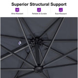 PURPLE LEAF Patio Umbrella Outdoor 10' x 10' Square Easy Setup Light Grey