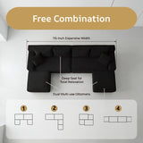 115" Boneless Couch for Living Room, U-Shaped Sectional Cloud Sofa-Black