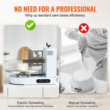 Happybuy Cake Decorating Machine,White,Cake Cream Spreading Coating Smearing Machine, Low Noise Cake Frosting Machine, Turntable with Adjustable Scraper, for 4" to 16" Cake, 25-320RPM Rotating Speed