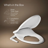 Kohler PureWash M250 Manual Elongated Bidet Toilet Seat, White, Quiet-Close Lid Prevents Slamming, Cool Water, Easy Installation with Quick-Release Hinges, Adjustable Spray Position & Pressure