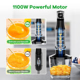 Handheld Corded Hand Blender 1100W, Trigger Variable Speed 5 in 1 Stick Blender turelar