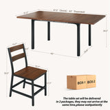 7-Piece Dining Table Set for 6, 63" Extendable Kitchen Table with Curved Backrest Chairs
