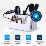 CANCRISELL Hair Tool Organizer for Bathroom Vanity – Blow Dryer Holder with Stainless Cups for Hair Dryer, Curling Iron & Straightener, Countertop Hot Tools Holder and Hair Tool Storage (WHITE)