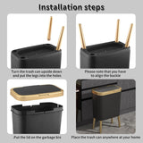 Procade 2Pack 4 Gallon Slim Kitchen Garbage Can,Gold Trash Can,White +Black