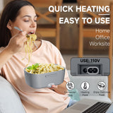Sitlais Electric Lunch Box for Adults - 80W Fast Heating Portable Food Warmer with 2 of 1.5L 304 Stainless Steel Containers 12V/24V/110V Heated Lunch Box for Men Car Truck Office Travel Leak-Proof