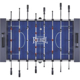 Fat Cat Rebel 4.5 Foot Foosball Table, Soccer Table Game with Quick Snap Rods, Blue Playing Field, Abacus Scoring, Includes 4 Foosball Balls