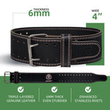 Weight lifting Belt (6mm Thick) - Genuine leather, offering back support. Double-pronged buckle, ideal for weightlifting, powerlifting, squats and deadlifts(Pink M)