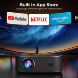 4K Projector with Wifi and Bluetooth, ELEPHAS Outdoor Movie Projector Compatible with NETFLIX/Prime Video/YouTube, 100,000+ Apps Supported, Smart Video Projector for HDMI/USB/iOS/Android/Windows
