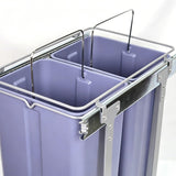 Under-Cabinet Pull-Out Trash Can - Double Lidded, Waterproof & Moisture-Resistant Carbon Steel Kitchen Garbage Bin for Sink Base Cabinet Use, Space-Saving Design