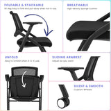 10 Pack Stackable Conference Room Chairs with Wheels and Paddle, Ergonomic Mesh Back and Arms for Meeting