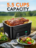 EAST OAK Cordless Electric Lunch Box for Adults, Heated Lunch Box Battery Powered with Automatic Heating, 5.5 Cups Portable Food Warmer with Insulated Carry Bag
