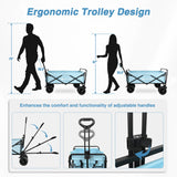 Yesker Foldable Wagon - 300lbs Collapsible Garden Carts with All Terrain Wheels for Outdoor Camping Sports Shopping Gardening  (Blue)