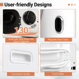 COSTWAY Portable Clothes Dryer, 1.5 cu.ft Compact Drying Machine with Stainless Steel Tub & LED Touch Panel, 800W Electric Laundry Dryer with Intelligent Programs for Apartment, Home, Dorm & RV, White