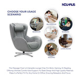 Nouhaus Heated Classic Massage Chair with Ottoman – Full Body & Spot Shiatsu Massager, Recliner with Bluetooth Speaker & in-Chair Charger – Portable & Ergonomic Design
