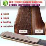 NITION Ceramic Tourmaline Hair Straighteners LCD Flat Iron MCH 10s Fast Heating Up. 1" 3D Floating Plate Healthy Smooth Home Straightening Tools. Travel Pouch. Dual Voltage. Elegant Gift Box