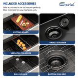 Sarlai 33 Matte Black Drop-In Kitchen Sink Workstation - 33x22 Inch Drop Kitchen Sink with Ledge NANO-Tech Black Topmount Round Corner 16 Gauge Stainless Steel Single Bowl Sinks Basin