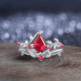 Oseew Kite Cut Engagements ring set Ruby rings for women(Ruby)