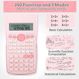 Scientific Calculator, 2 Line Cute Scientific Math Calculator Function Calculator for Students Algebra Geometry Basic Caculator for Middle and High School Students College School Supplies (Pink-6ps)