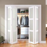 SMARTSTANDARD Bifold Door for 64" x 80-3/4" Opening, Tempered Frosted Glass