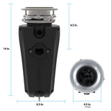 TITAN 10-US-TN-960-SL-3B Torque Garbage Disposal System with Stainless Steel Impellers & Griding Components, Black (3/4 HP | Slime Line)