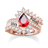 Oseew 2027 Class Graduation Ring for Women College High School (Rose Gold)