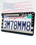NJNYLLC American Flag License Plate Frame- Black Front Rear Patriotic USA ‌Car Tag Frames, 2 Pack Heavy Duty Brushed Aluminum Plastic Composite Holder with Screws Caps