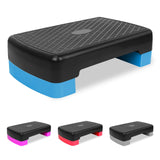 MIIUDGIG 18'' Adjustable Aerobic Step Platform, Adjustable Fitness 4-6in Exercise Stepper Workout with 2 Risers, Aerobics Stepper Workout Stepper for Home Gym Cardio Strength & Training (Blue)