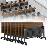 Folding Mobile Conference Room Table 8 Pack, Modern Flip Top Training Desk with Four Locking Wheels, for Meeting Room Office Classroom 47.2”x21.65”x29.5”