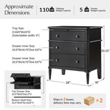 HULALA HOME End Table with Charging Station & Hidden Drawer, 30" Tall Side Table with Pull-Out Shelf, Rubberwood Legs(Set of 2, Black)