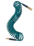 SYXQT Polyurethane(PU) Recoil Air Hose 1/4-Inch x 25FT Long,with Bend Restrictor, 1/4" Industrial Quick Coupler and Plug, Blackish Green