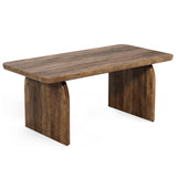 LITTLE TREE Farmhouse Coffee Table, 47 Inches Wooden Center Tables with Rounded Corners, Rectangular Living Room Tables, Modern Low Cocktail Tea Furniture for Living Room (Rustic Brown)