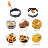 Highly Rated Large Egg Ring 3.5 Inches 2 PCS - Egg Rings for Frying with Oil Brush, Fried Egg Mold Egg Mcmuffins Makers Round Egg Circles
