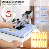 15x15 Heat Press, Digital Shirt Press Heat Up Fast & Even, Pro Pull Out Heat Press Lower Platen Slide Out Heat Transfer AKEYDIY
