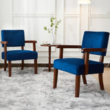 FAGAGA Velvet Accent Chairs Set of 2, 2 Solid Wood Armchairs with Table