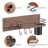 RoleDes Wooden Hair Dryer Holder Wall Mounted, Bathroom Hair Tool Organizer, Blow Dryer Holder Shelf, Curling Iron and Hair Styling Tools Organizer