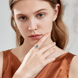 18k gold Natural Moss Agate Ring Set 1.25ct Green Stone 10k gold Pear Cut Natural Moss Agate Ring Set for Women Moss Agate Jewelry Promise Ring