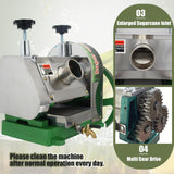 INTSUPERMAI Manual Sugar Cane Juicer Commercial Sugarcane Press Extractor Crusher Squeezer Stainless Steel Sugar Cane Press with Peeling Knives