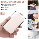 Hanaive 6 Set Manicure Set 48 Pcs Nail Clippers Pedicure Kit Gift for Mother's Day 8 in 1 Stainless Steel Grooming Kit Professional Nail Care Tools with Luxurious Travel Case for Men Women(Rose Gold)