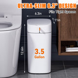 Automatic Bathroom Trash Can with Lid, 3.5 Gallon Motion Sensor Trash Can