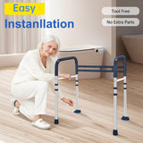 Toilet Safety Rails (350 LB) – Adjustable, Foldable Toilet Handle Frame for Elderly & Disabled Adults, Supports All Toilet Types (Lake Blue)