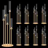 8 Set 5 Arm Golden Candle Holder with Acrylic Lampshade, 41.3'' Tall Candlesticks Holder for Christmas Wedding Housewarming Gift,Metal Candle Holders Candlestick Centerpiece,Fit 0.87'' LED Candle