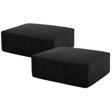 Ottomans for Sectional U Shaped Couch or Sofa Bed for Living Room-40'' Boneless Cloud Footstool-No Assembly Required, Modular Corduroy Full Sponge Compression Foot Stool Pouf, Black, Sets of 2