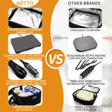 Aotto Heated Lunch Box Food Warmer - 12V/24V 2-in-1 Car Food Warmer with Vehicle Plug - Mini Portable Electric Lunch Box Heater for Men and Women - Reheat & Keep Meals Warm On the Go - Black