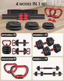 UNNMIIY Adjustable Dumbbells, 20/30/45/70/90lbs Free Weight Set with Connector,5 in1 Dumbbells Set Used as Barbell, Kettlebells, Push up Stand, Fitness Exercises