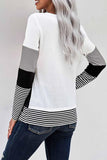 Daspkuwy Women's Sweaters Crew Neck Cute Warm Winter Tops for Women Long Sleeve Exercise Running Shirts Colour Block Striped Teens Jumper Gray XXL