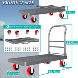 Platform Truck Foldable Flatbed Cart 24'' x 48'' Heavy Duty Push Cart Dolly 2600LBS Capacity Large
