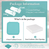 Waterproof Outdoor Seat Cushions Set of 4 18 x 18, Patio Chair Cushions Set of 4 with Ties and Handle