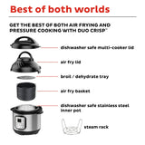 Instant Pot Duo Crisp 11-in-1 Air Fryer and Electric Pressure Cooker Combo with Multicooker Lids that Air Fries, Steams, Slow Cooks, Sautés, Dehydrates, & More, Free App With Over 800 Recipes, 6 Quart