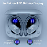 Active Noise Cancelling Ear Buds Wireless Bluetooth Headphones 80H Playtime Display Charging Case 50dB ANC Over Earhooks Earbuds with Hi-Res Sound Clear Calls for Sport Running Gym Workout Sierra Blue